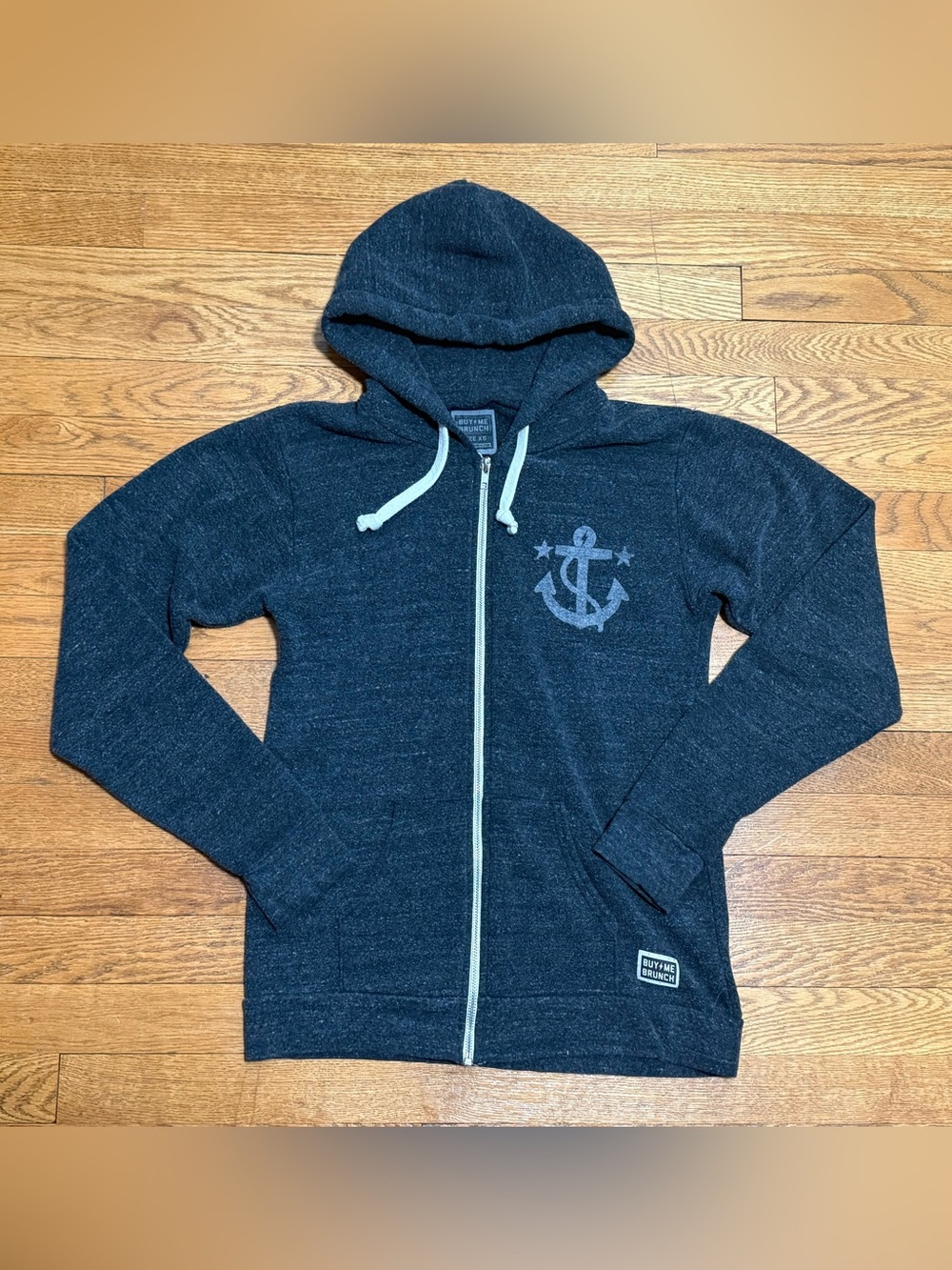 Unisex (XS) Buy Me Brunch “F*CK IT Let’s Drink” Full Zip Gray Hoodie with Anchor